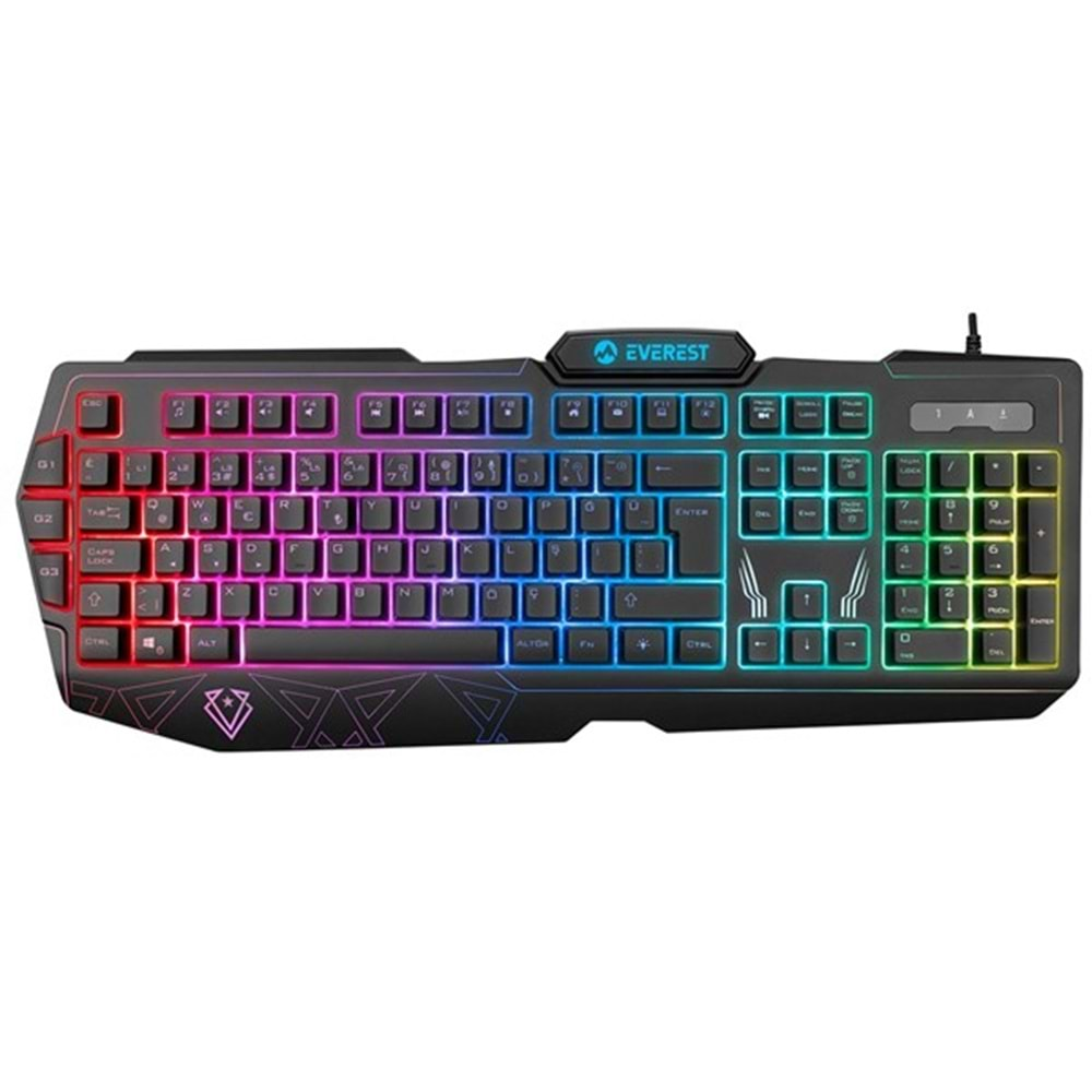 Everest KM-6168 FORMULA COMBO Usb 3 Makro Tuşlu RGB Aydınlatmalı Q Gaming Oyuncu Klavye Mouse Set