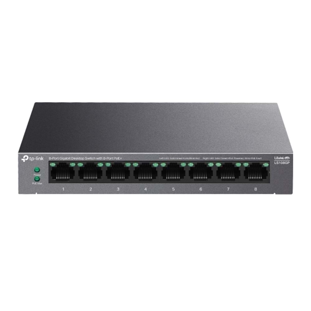 TP-LINK 8port PoE 62w Gigabit Yönetilemez Switch LS108GP