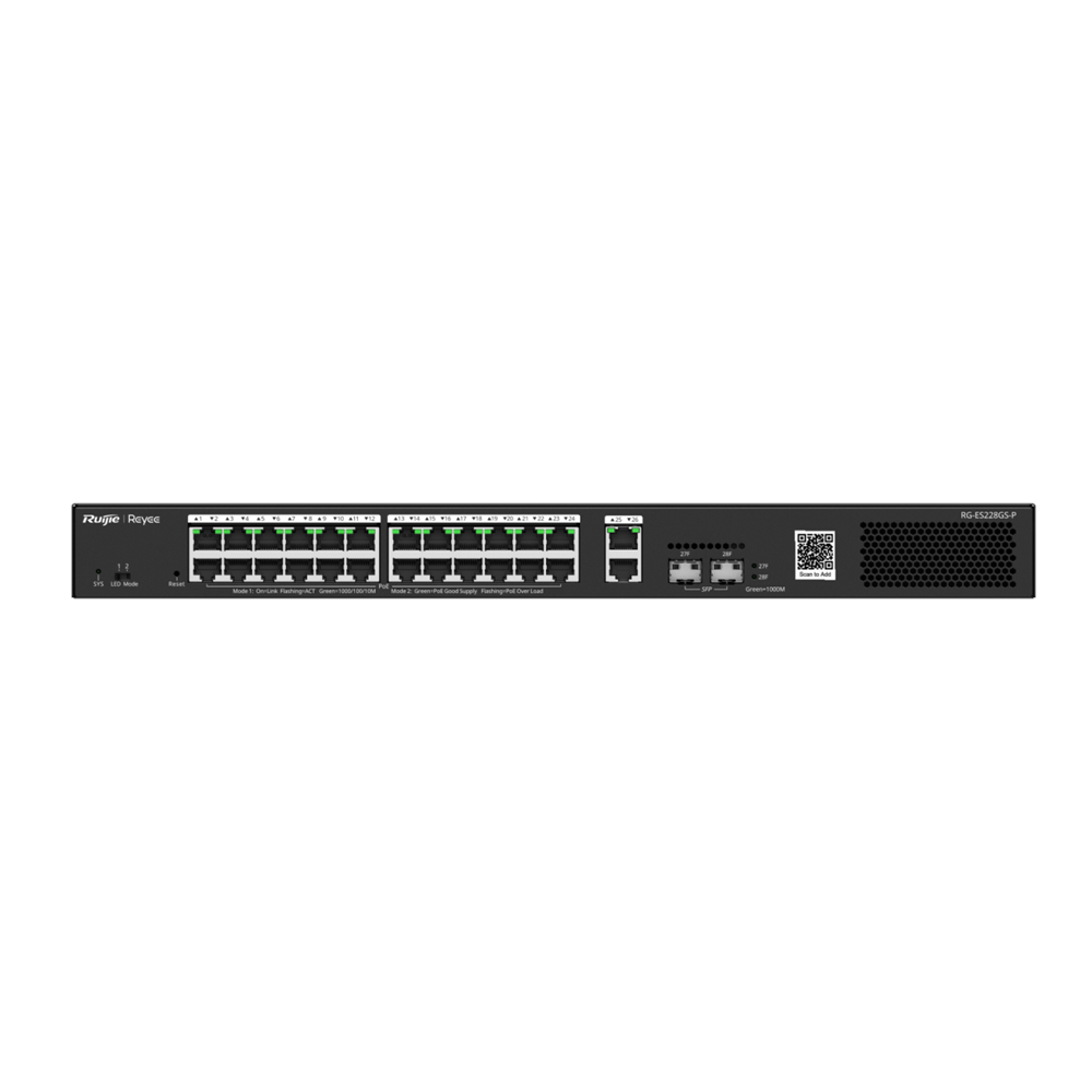 RUIJIE 24port PoE 370w 2-SFP Gigabit Yönetilebilir Switch RG-ES228GS-P