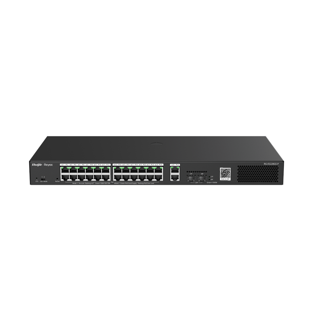 RUIJIE 24port PoE 370w 2-SFP Gigabit Yönetilebilir Switch RG-ES228GS-P