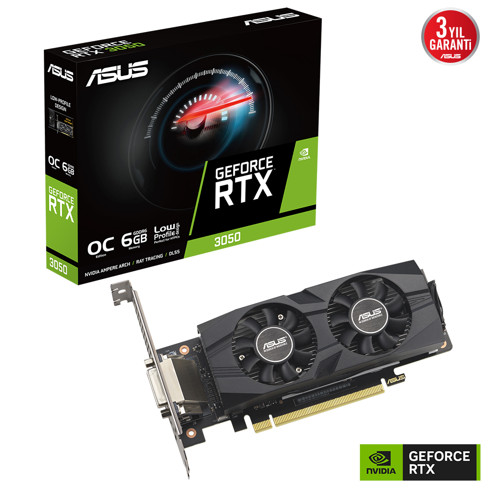 ASUS RTX3050 6GB RTX3050-O6G-LP-BRK GDDR6 96bit HDMI DVI DP PCIe 4.0