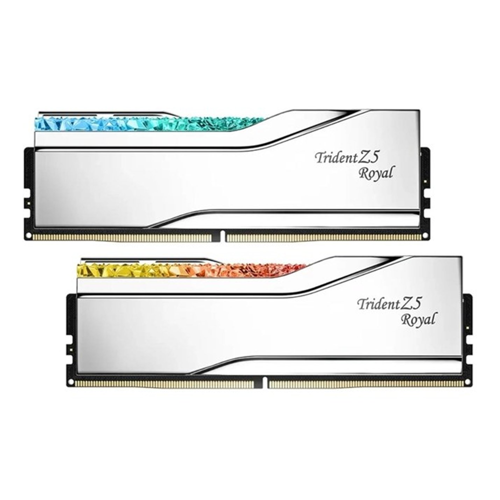GSKILL 96GB (2X 48GB) DDR5 6400MHZ CL32 RGB DUAL KIT PC RAM / TRIDENT Z5 ROYAL SILVER F5-6400J3239F48GX2-TR5S