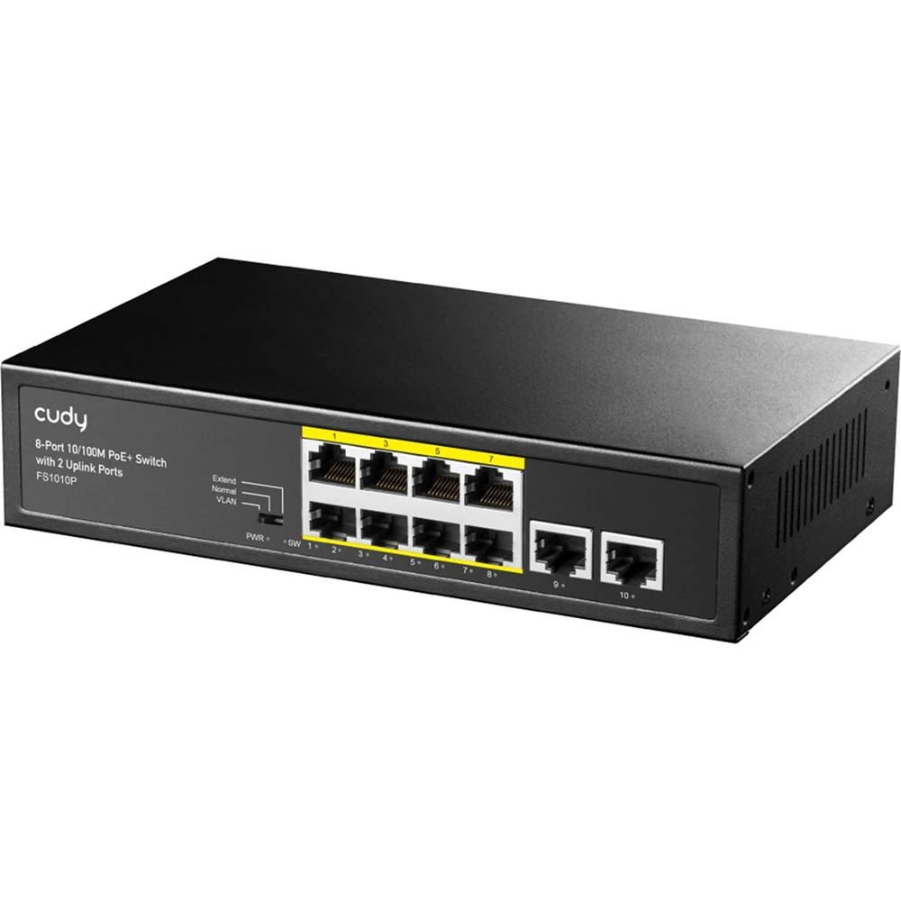 CUDY 8port PoE 120w 2-Uplink 10/100 Yönetilemez Switch FS1010P