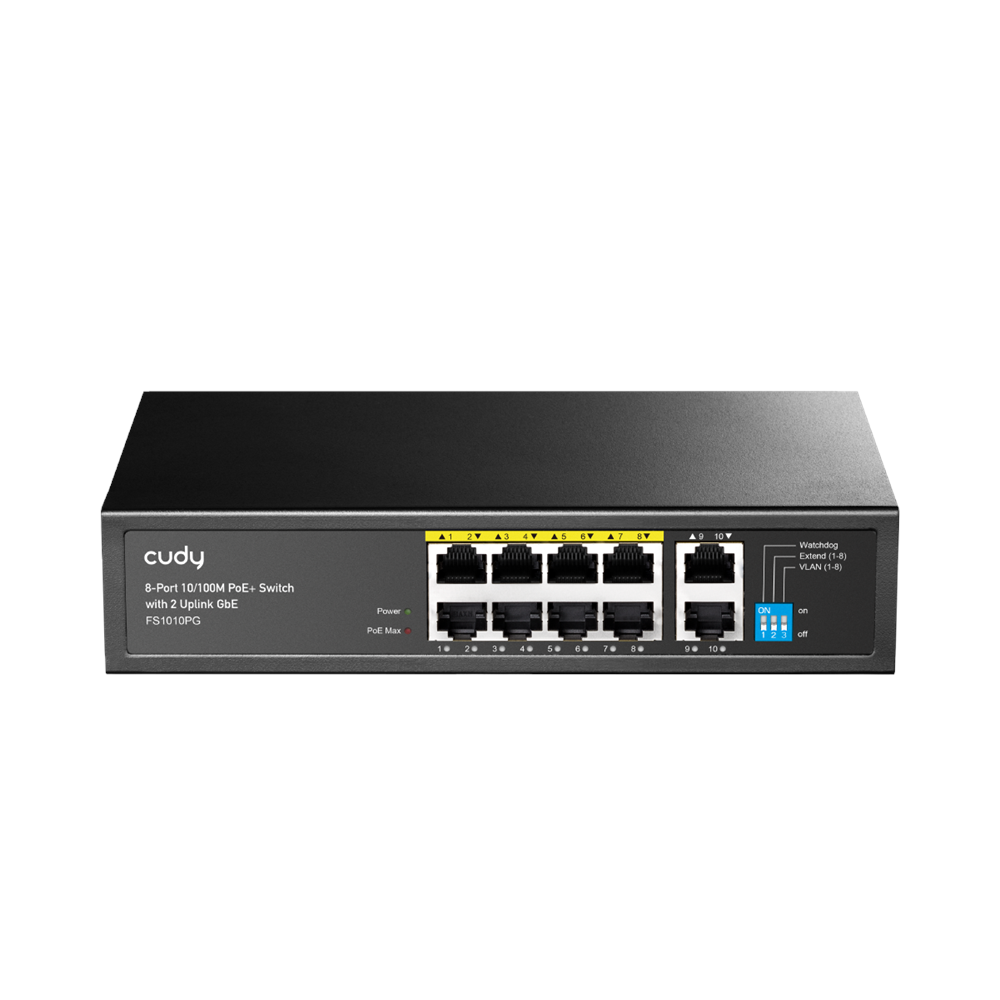 CUDY 8port PoE 120w 2-Uplink 10/100 Yönetilemez Switch FS1010PG