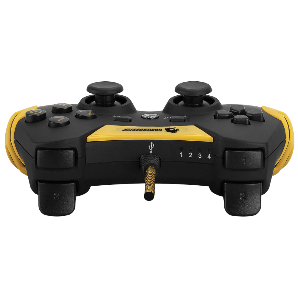 GAMEBOOSTER GB-J54Y USB Kablolu Oyun Kolu, Çift Titreşim Motorlu, Ergonomik Sarı Tasarım, PC ve PS3 Uyumlu Gamepad