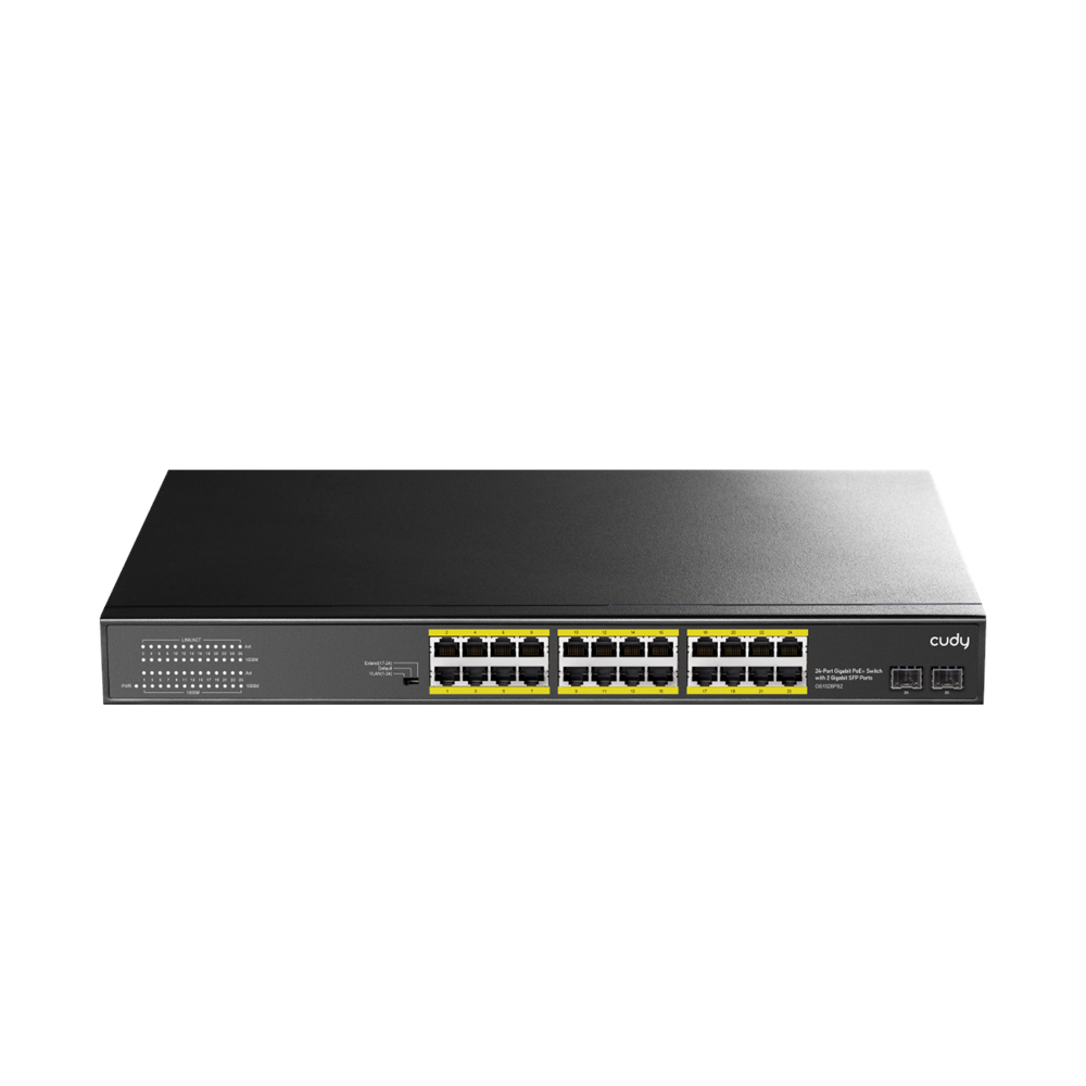 CUDY 24port PoE 300w 2-Uplink Gigabit Yönetilemez Switch GS1028PS2