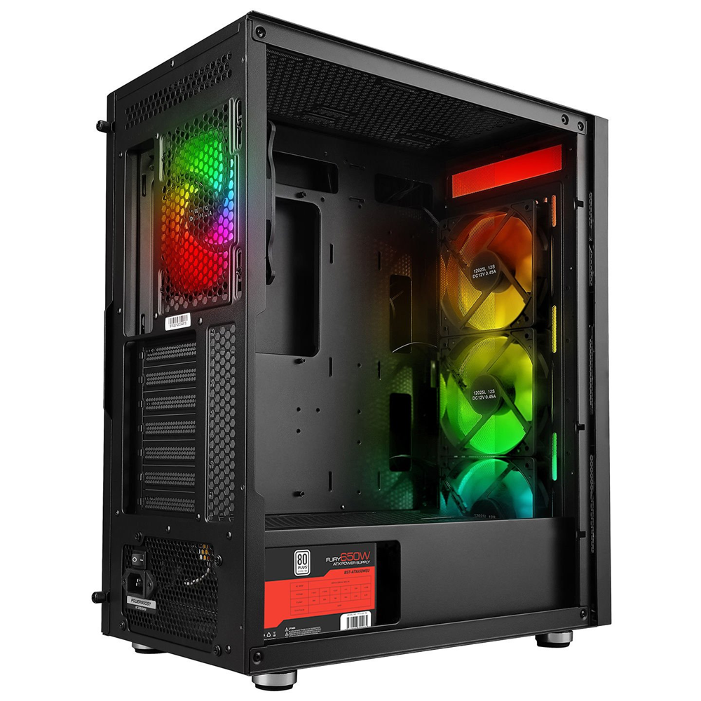 POWERBOOST 650W 80+ PB-P3701B 4-ARGB Fanlı Gaming Mid-Tower PC Kasası