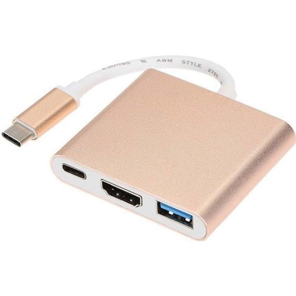 DAYTONA FIX FC01G USBType-C => HDMI+Tip-C+USB ÇEV (Giriş : USB Type-C => Çıkış: HDMI+Type-C+USB3.0)