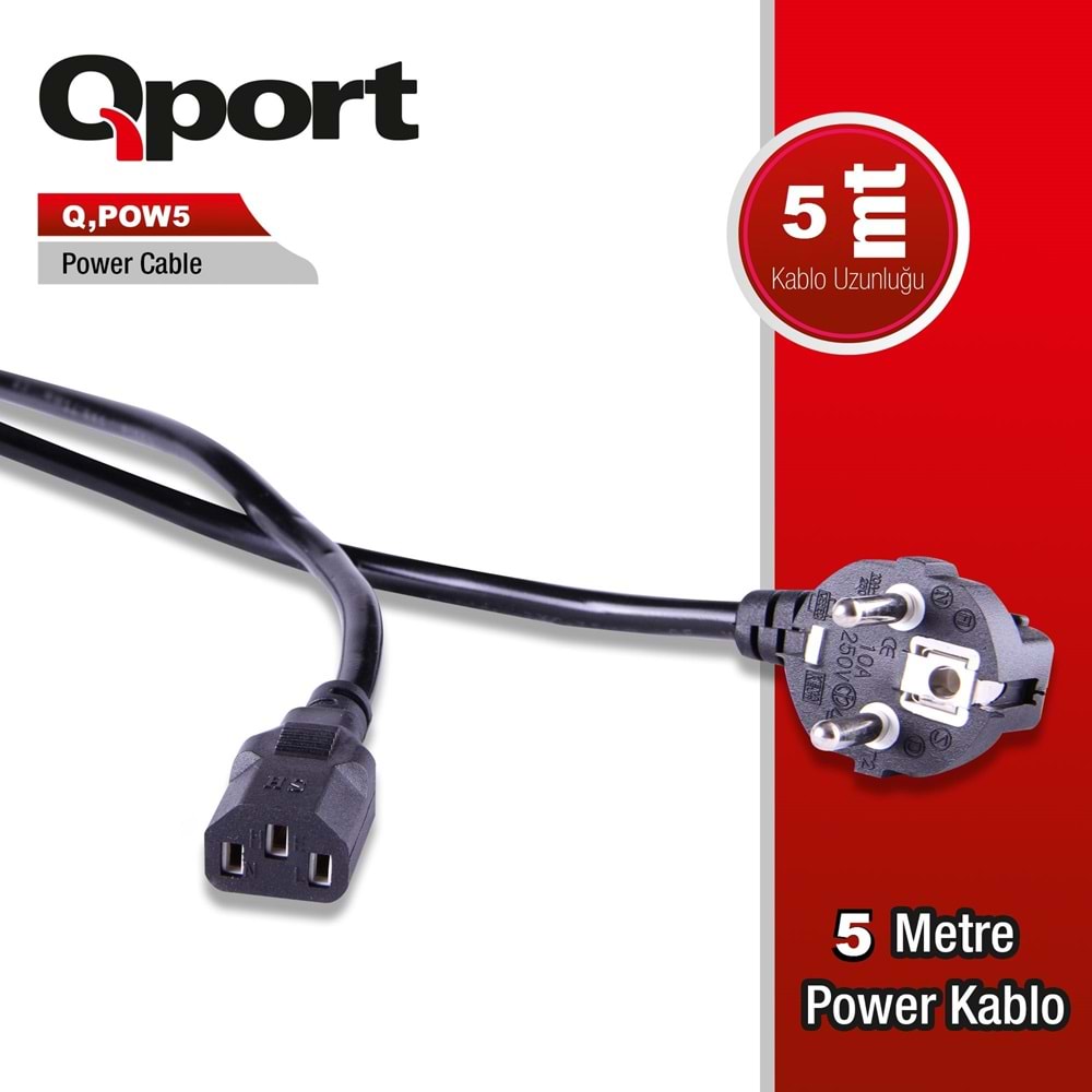 Qport Q-POW5 5m PC power kablosu