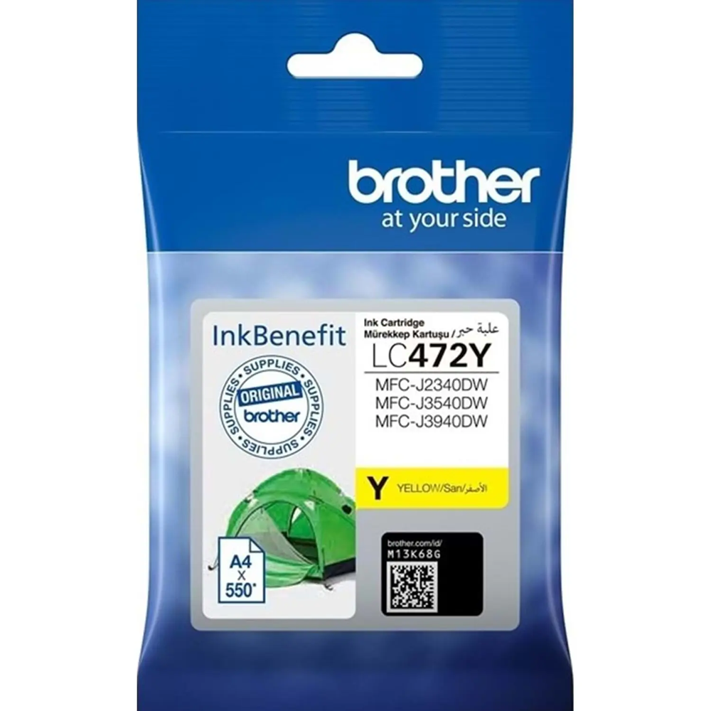 BROTHER LC472Y Standart Kapasiteli Sarı Orijinal Mürekkep Kartuşu (Yaklaşık 550 Sayfa)