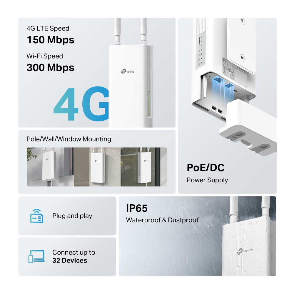 TP-LINK TL-MR100 4G LTE 300mbps 2.4ghz Harici Router