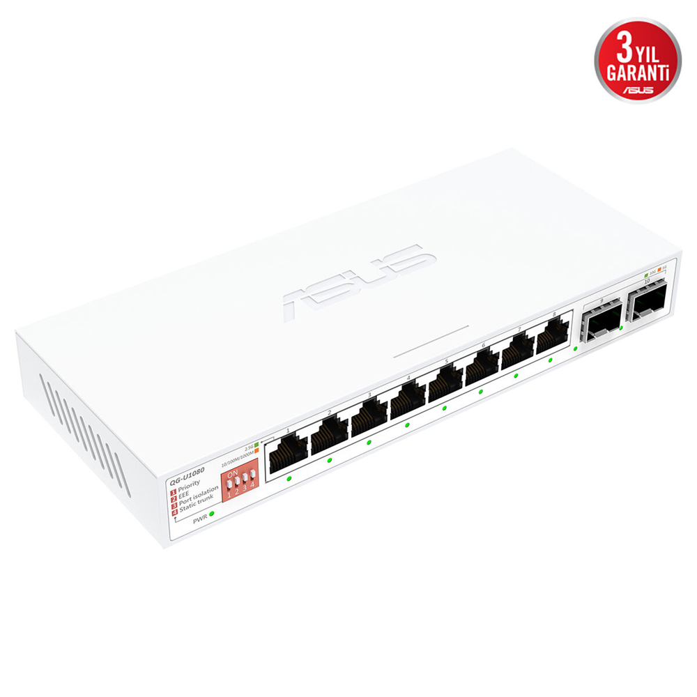 ASUS 8port QG-U1080 2.5GbE-2-10GbE SFP Yönetilemez Switch 
