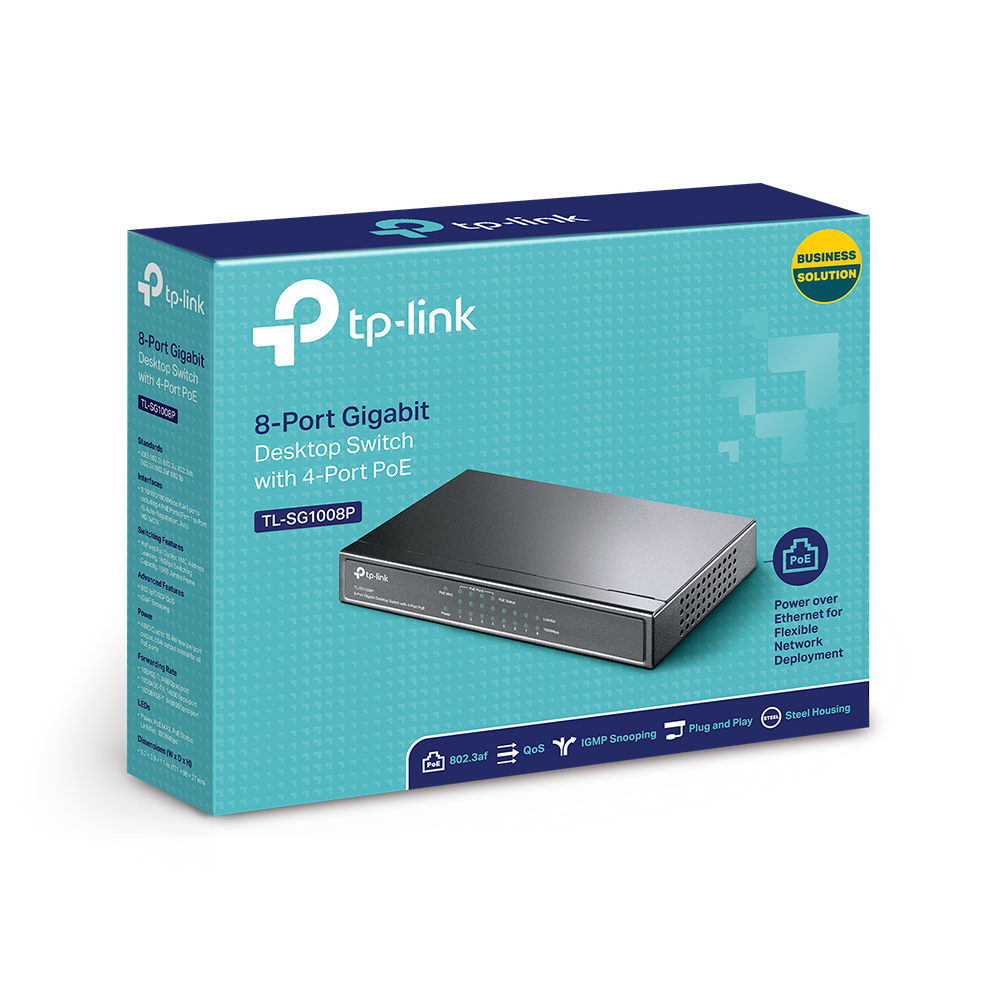 TP-LINK 8port 64w 4port PoE Gigabit Yönetilemez Switch TL-SG1008P