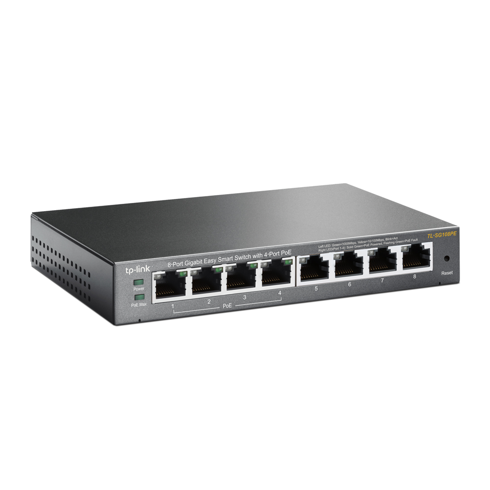 TP-LINK 8port 55w 4port PoE Gigabit Yönetilebilir Switch TL-SG108PE