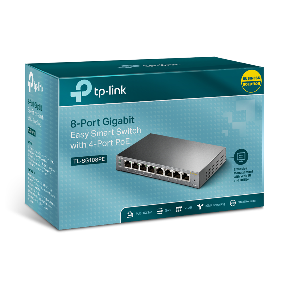 TP-LINK 8port 55w 4port PoE Gigabit Yönetilebilir Switch TL-SG108PE
