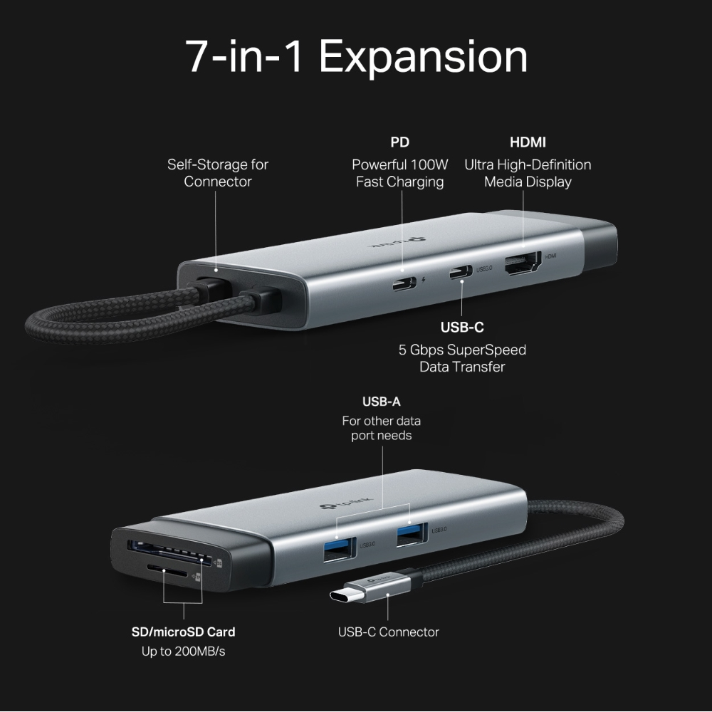 TP-LINK UH7020C 7port USB Type-C Çoklayıcı Hub