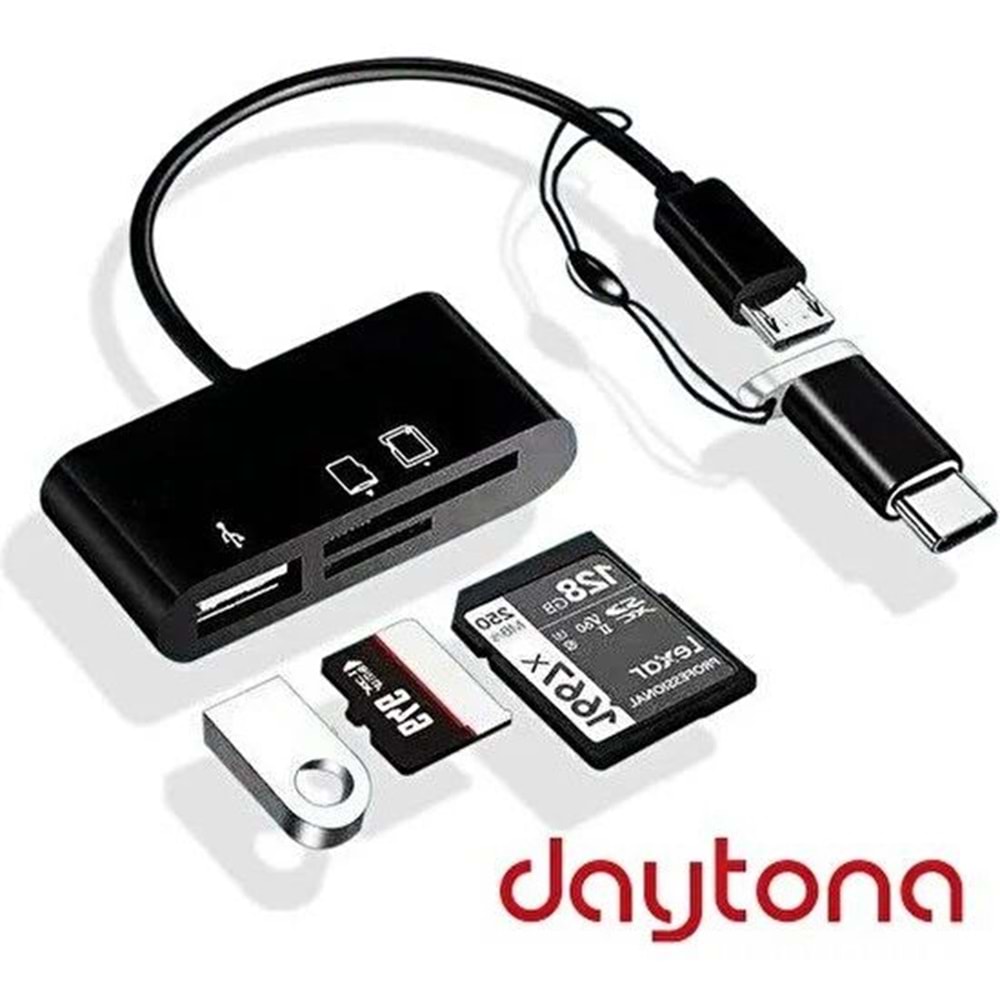 Daytona A5256 Tip-C=>3'lü Micro USB+SD+MSD OTG