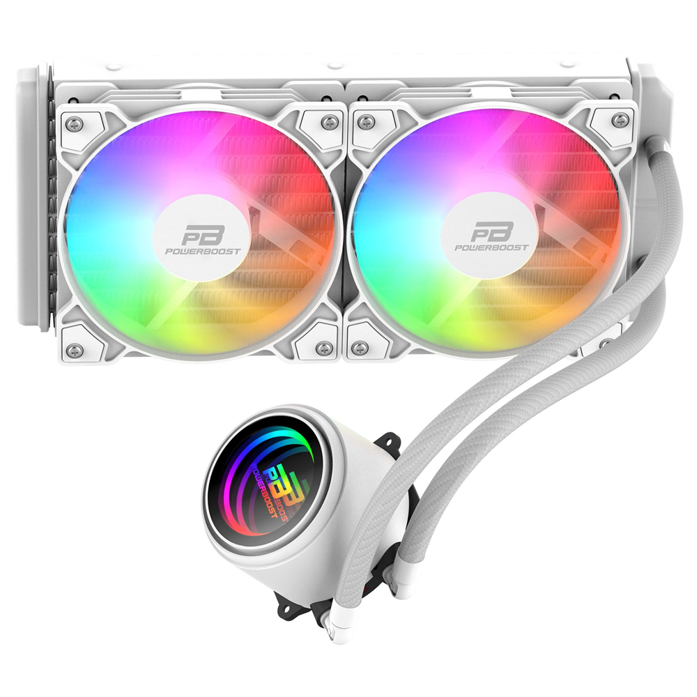 POWERBOOST 240MM CIRCLE 240W PB-LCS-CR240W Rainbow Fanlı AM5-1851p Sıvı Soğutmalı İşlemci Fanı Beyaz