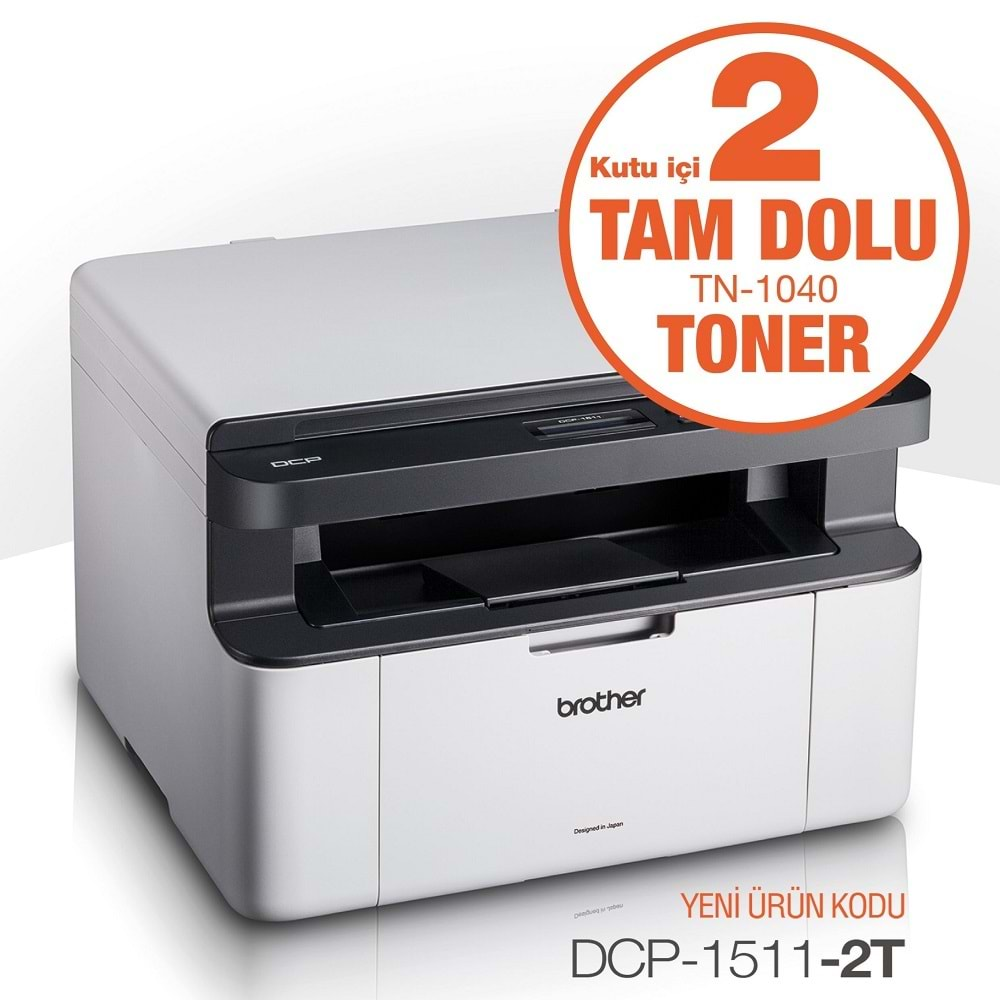 BROTHER DCP-1511-2T A4 Siyah Çok Fonksiyonlu Laser Yazıcı USB 2.0 Demo+2Tonerli