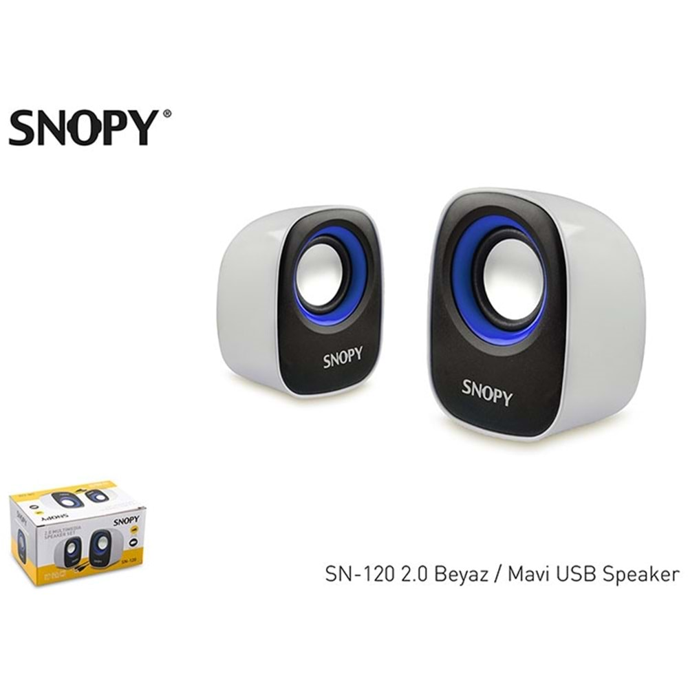 SNOPY SN-120 1+1 USB Beyaz/Mavi Hoparlör