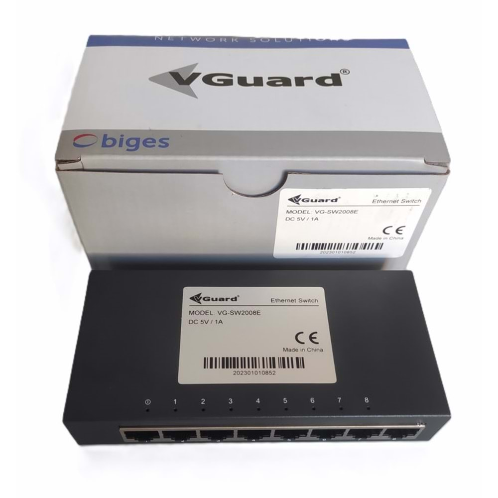 8 PORT VG-SW2008E GIGABIT Yönetilemez Switch METAL KASA