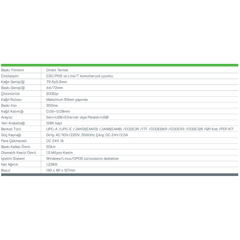 POSSIFY FY8XPLUS SERİ, USB, ETHERNET BAĞLANTI TERMAL FİŞ YAZICI
