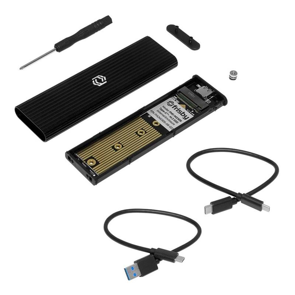 FRISBY FHC-M2305 Type-C USB 3.1 M2 NVMe PCIe SSD Alüminyum Disksiz Harici Disk Kutusu
