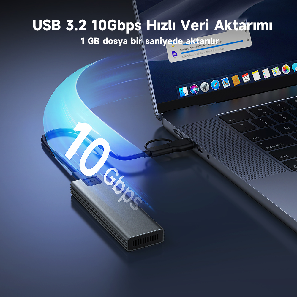 FRISBY FHC-M2315 Type-C USB 3.1 PCIe NVMe M2 Alüminyum Harddisk Kutusu