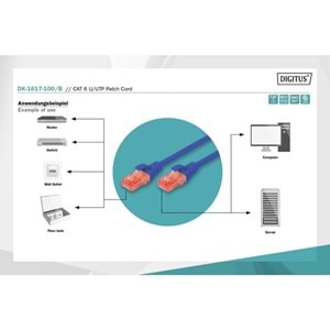 DIGITUS 10m CAT6 Utp DK-1617-100/B Mavi Patch Kablo