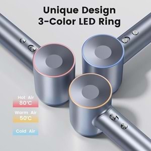 Laifen Swift Yüksek Hızlı Saç Kurutma Makinesi Gümüş/ Mavi 1600W 3 Başlıklı