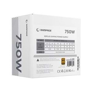 RAMPAGE 750W 80+ BRONZE MATE M750-80PB TAM MODULER POWER SUPPLY Beyaz