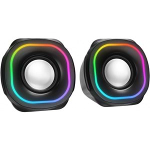 MIKADO MD-180 2.0 3W*2 Beyaz RGB Aydınlatmalı USB + 3.5mm USB 5V Speaker Hoparlör