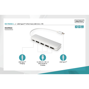 DIGITUS USB-C 4Port USB Çoklayıcı Hub (DA-70242-1)