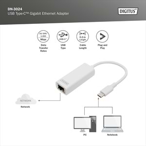 DIGITUS USB-C Gigabit Harici Ethernet (DN-3024)