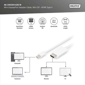 DIGITUS mDP-HDMI Görüntü Adaptörü (AK.340304.020.W)