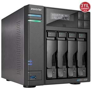 ASUSTOR AS6604T CELERON QC-4GB RAM-4-diskli Nas Sunucu (Disksiz)