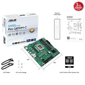 ASUS PRO Q870M-C-CSM DDR5 HDMI-DP TYPEC PCIE 5.0 1851p mATX vPRO Destekli Kurumsal Anakart / 90MB1KEP-M0EAYC