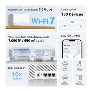 MERCUSYS HALO H25BE-3p WIFI7 BE3600 Çift Bant Mesh Router 3-lü set