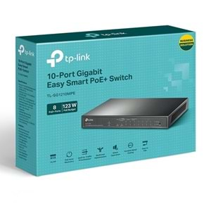 TP-LINK 8port TL-SG1210MPE Gigabit 1-SFP 123w Full PoE Yönetilebilir Switch