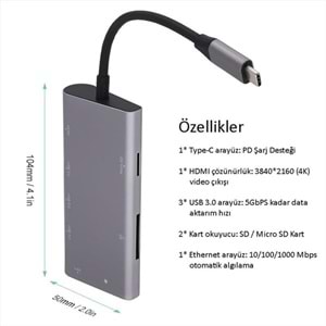 CODEGEN CDG-CNV40 Gigabit TypeC Ethernet Çoklayıcı Hub