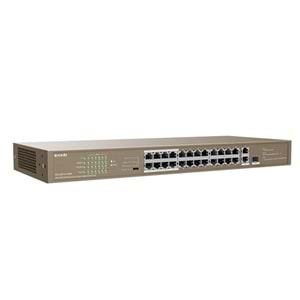 TENDA 24port PoE 250w 1-SFP 10/100/ 2-GbE Yönetilemez Switch TEF1126P-24-250W
