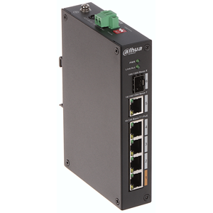 DAHUA 4port PoE 60w 1-SFP 10/100 Yönetilemez Endüstriyel Switch PFS3106-4ET-60