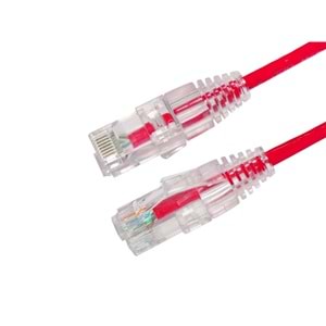 AGER 0.15metre CAT6 Utp Slim AWG28 AC-602-0015/R Kırmızı LSZH Patch Kablo (10'lu Paket)
