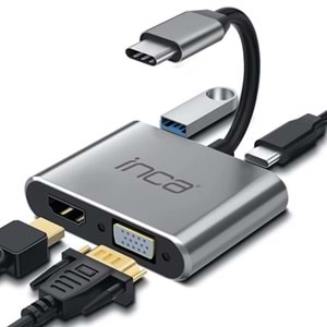 INCA ITPC-06T 0.15metre TYPE-C - HDMI_VGA(D) Görüntü Adaptörü Gümüş 100W
