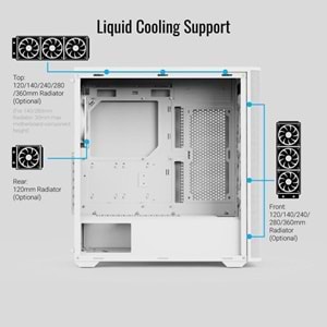 AEROCOOL D501A D501A-WT-V2 Gaming Mid-Tower PC Kasası
