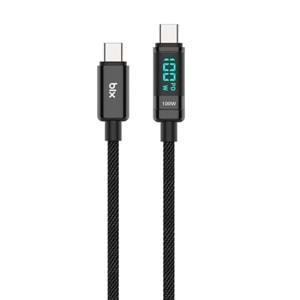BIX 1metre BX09CC-BK 100w Dijital Ekranlı Şarj Kablosu Siyah