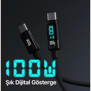 BIX 1metre BX09CC-BK 100w Dijital Ekranlı Şarj Kablosu Siyah