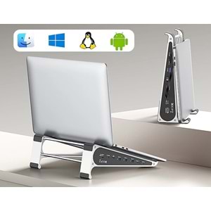 CODEGEN NSC-401 7portlu Genişletilmiş Yerleştirme İstasyonu (Docking Station) Entegre Alüminyum Notebook ve MacBook Standı