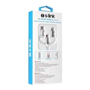 S-LINK SL-IPH20 2metre HDMI to 3 in 1 Görüntü Aktarıcı Kablo Mobil Telefon Uyumlu	