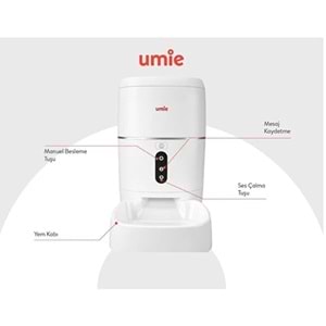 UMIE UM-PF2021A 6L Kapasiteli Sesli Mesaj Otomatik Yem Kabı Wifi+BT Tuya Destekli Kedi Köpek Besleyici